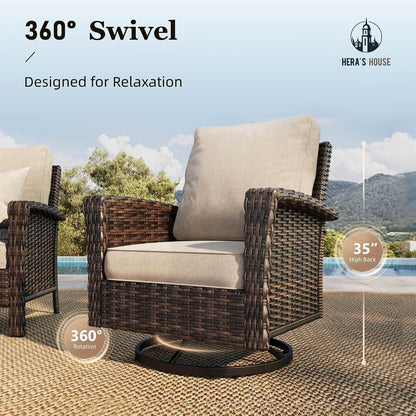 8-Piece Patio Furniture Set with Fire Pit, Beige3