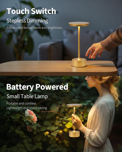 Rechargeable Table Lamps Set of 2, Gold Cordless Portable Desk Lamp5