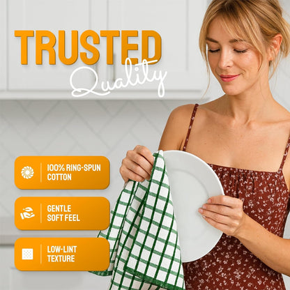 Premium Dish Towels for Kitchen, 8 Pack, 16X26 - 100% Cotton Kitchen Towels with Hanging Loop, Ultra Absorbent and Thick 410 GSM, Multicolor2