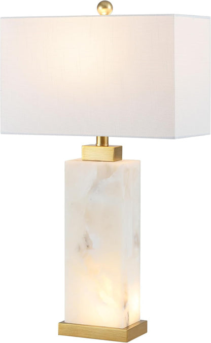 Elizabeth Alabaster Nightlight Lamp 27.5", White/Gold Painting1
