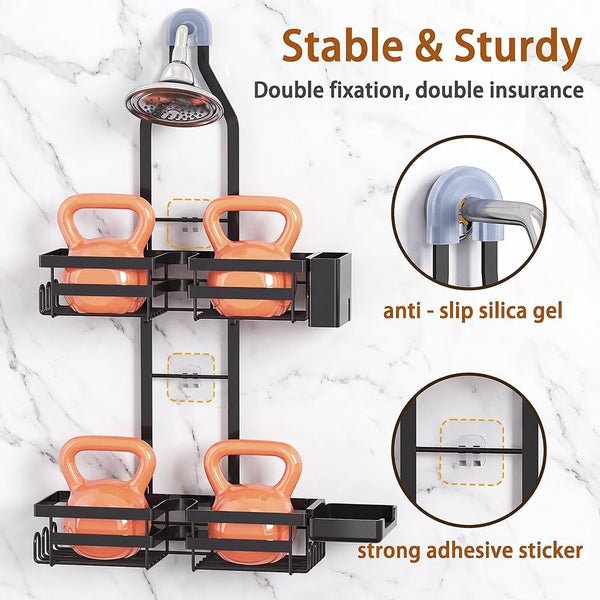 Shower Caddy Hanging Overhead, Adjustable Organizer, Black7