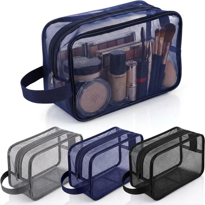 3 Pack Mesh Shower Caddy for Women Men Travel Toiletry Bags Portable Gym Mesh Toiletry Caddy Hanging Cosmetic Organizer Waterproof Travel Bags College Dorm Camping Essentials(Black Gray Blue)1