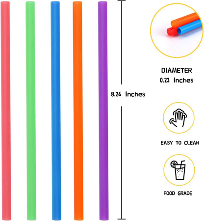 100 Pcs Colorful Plastic Straws, Disposable Drinking Straws, 8.26" Long and 0.23'' Diameter2