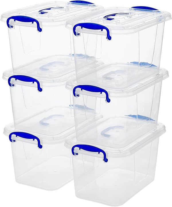 6-Pack Clear Plastic Storage Bin with Lids, Stackable Organizer Box with Latching Handle, 6.5L/7Quart1