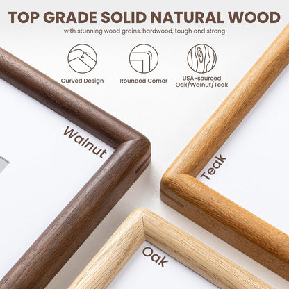 11X14 Picture Frame Matted to 8X10, Walnut Wood, Tempered Glass4