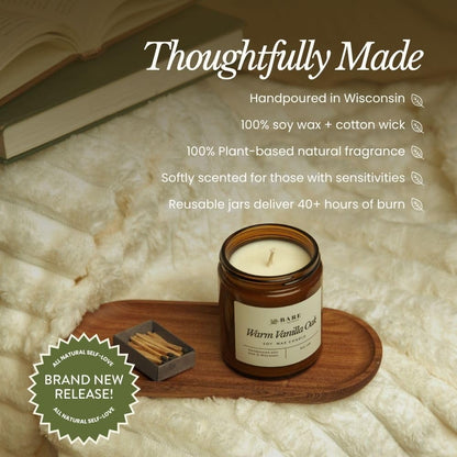 9Oz Non Toxic Soy Candle Warm Vanilla Oak - 40+ Hour Burn5
