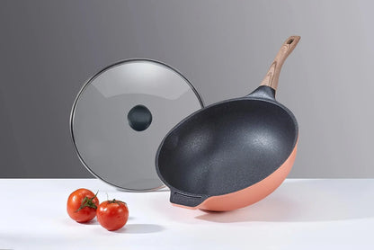 13" INOBLE Nonstick Wok Stir Fry Pan Cookware. Premium JAPAN INOBLE Coating (Blush)1