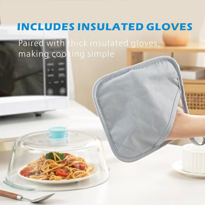 Tall Glass Microwave Splatter Cover for Food, 10In Food Grade Guard Lid | No Plastic, BPA Free, Dual Vents, Silicone Knob, 3.9In Tall for Bowl Covers, Microwave Lid for Food Heating, Dishwasher Safe4