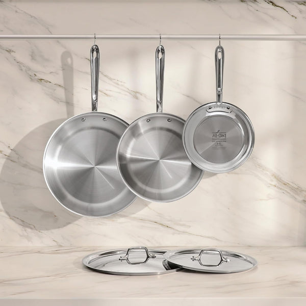 All-Clad D3® Stainless Steel 5 Piece Frypan Set- Made in USA- Includes 8", 10" and 12" Frying Pans with Lid - Professional Grade -Oven Safe & Induction Compatible9