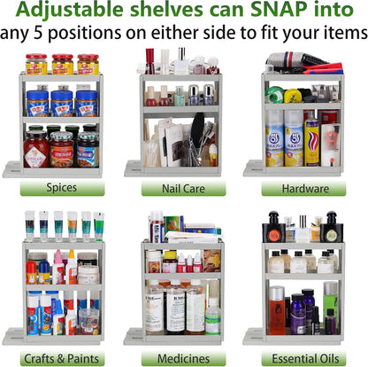 3-Tier Pull Out Spice Rack Organizer for Cabinet, Height Adjustable Rotating Seasoning Holder, Tool-Free Snap-In Sliding Spice Shelf for Kitchen Pantry, Cupboard & Countertop (10.4”D X 5.8”W X 10.8”H)5