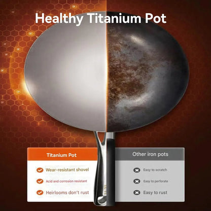 Titanium Wok Pure, Upgrade Non Stick No Coating Titanium Frying Pans for Cooking, Ultra-Durable, Scratch-Resistant, Safe for Oven, Induction & Cooktops,No Lid,11.02In3