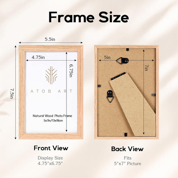 5X7 Solid Oak Wood Picture Frames, 4 Pack2