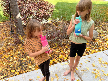 Kids Water Bottle for School, 16Oz Stainless Steel Insulated Water Bottle Kids with Straw Lid for Girls, Boys (Purple/Pink)8