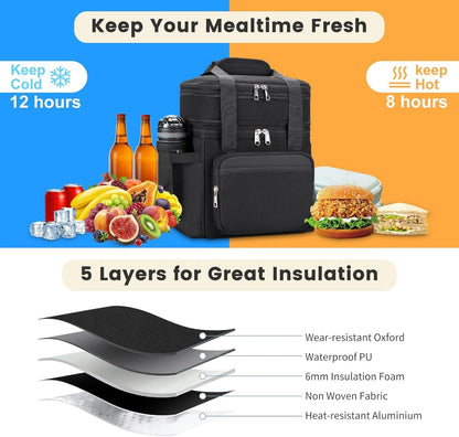 Lunch Bag & Lunch Box for Men Women - Large Double Deck Soft6