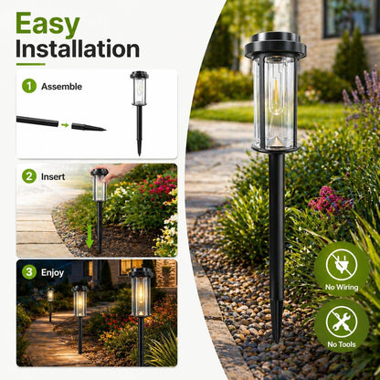 8 Pack Solar Pathway Lights Outdoor 21" LED Solar Garden Lights8