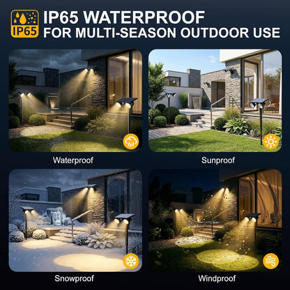 Solar Lights Outdoor Waterproof, Dual Heads Adjustable Solar Spot Lights Outdoor, 2-In-1 Motion Sensor Solar Powered Spotlight Landscape Lighting for Garden, Yard, Pathway- 4 Pack (Warm Light)2