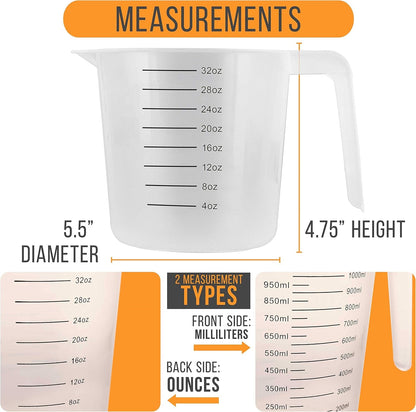 Plastic Measuring Cups with Handles - 32 Oz (1000 Ml)3