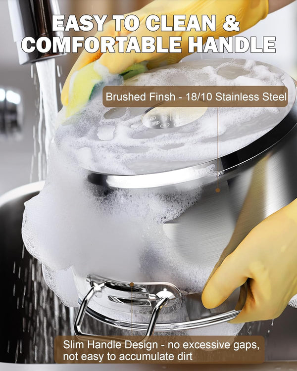Professional Stainless Steel Stock Pot, Heavy Duty Induction Soup Pot with Lid, Large Pot for Cooking Pasta, Soup, Oven Safe, Dishwasher Safe, Compatible with Most Stovetops, 30-Quart6