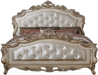 Gorsedd Queen Bed in Cream Fabric and Golden Ivory4