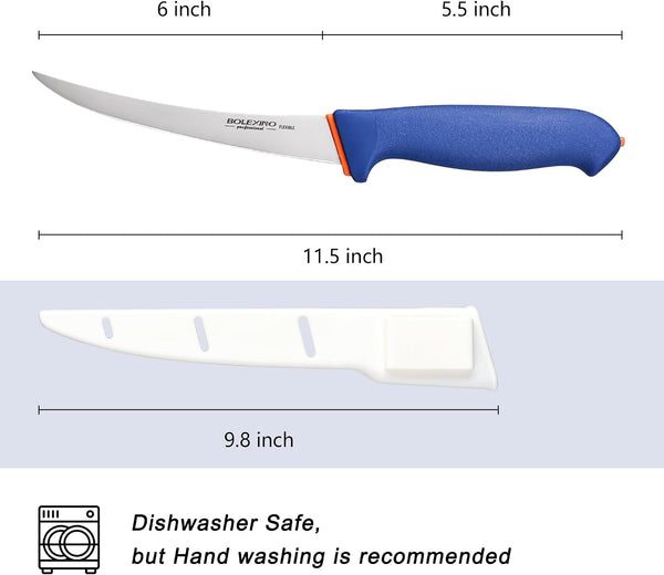 6 Inch Boning Knife Flexible Curved Blade for Meat & Fish Deboning7