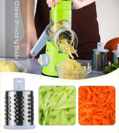 Rotary Cheese Grater with 3 Stainless Steel Drum Blades and 12 in 1 Professional Mandolin Slicer for Kitchen with 1.7 L Vegetable Container2