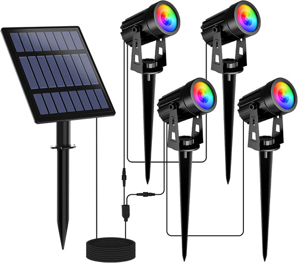 RGB Solar Landscape Spotlights IP65 Waterproof 4-In-1 Outdoor1