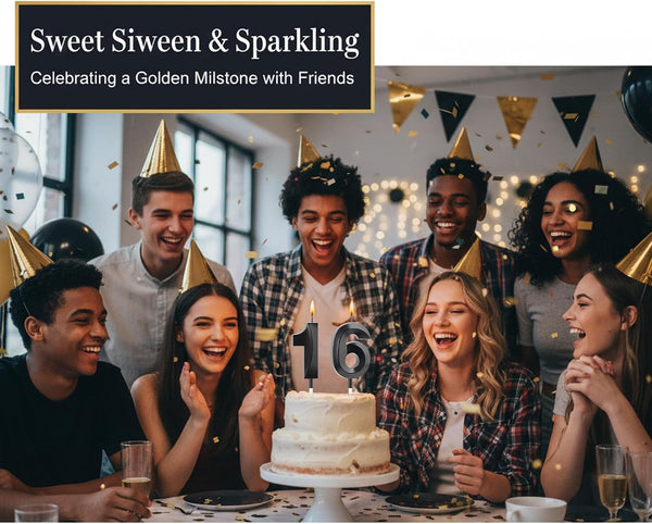 Black Number 16 Candles, Sweet 16 Decorations for Boys & Girls2