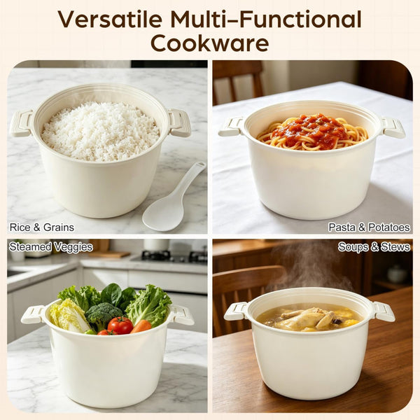 Microwave Rice Cooker 2.75 Quart Rice Steamer Cooker & Microwavable Pasta Maker with Steam Release Vent - 10 Cups Large Vegetable Steamer Bowl -, Dishwasher Safe7