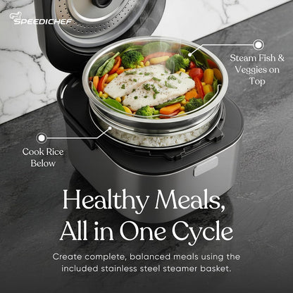 10-Cup Low Sugar Rice Cooker & Steamer, Stainless Steel | 304 Food-Grade Stainless Steel Pot | Diamond-Textured Base Resists Sticking | 11 Cooking Modes | Steamer Basket | Keep Warm6