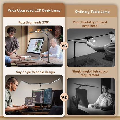 Led Desk Lamps for Home Office - Eye Caring Architect Lamp with Clamp, Double Head Computer Monitor Work Desk Light with Remote Control: 24W Flexible Dimmable Desktop Table Lamp4