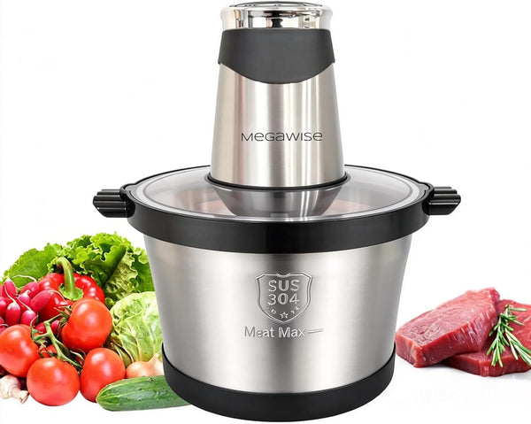 Electric Food Processor, 1000W Meat Grinder & Vegetable Chopper with 6L 304# Stainless Steel Bowl, Dual-Speed Food Chopper for Meat, Vegetables, Fruits, Nuts, and Baby Food1