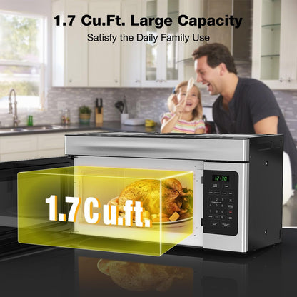 30" over the Range Microwave Oven,  1.7 Cu. Ft. Capacity Microwave over the Stove with One Touch, 1000 Cooking Watts, 300 CFM, 10 Power Levels, LED Lighting, Stainless Steel5