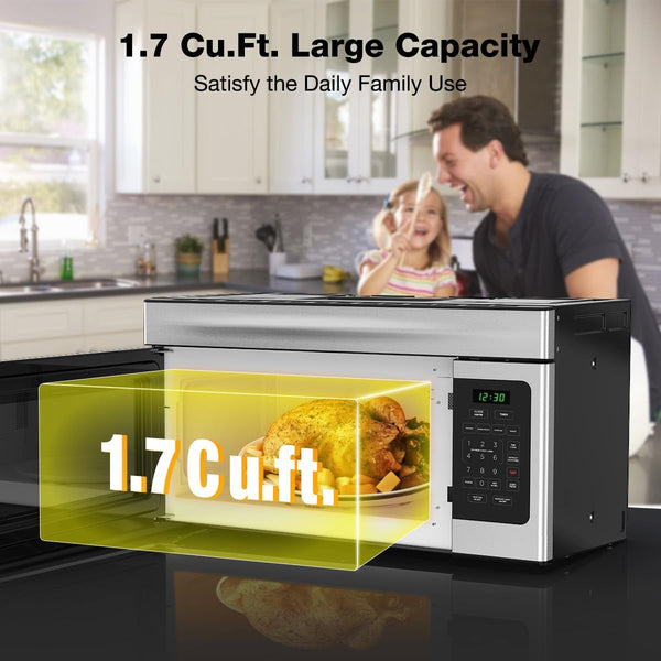 30" over the Range Microwave Oven,  1.7 Cu. Ft. Capacity Microwave over the Stove with One Touch, 1000 Cooking Watts, 300 CFM, 10 Power Levels, LED Lighting, Stainless Steel5