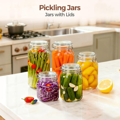 Large Square Glass Jars with Airtight Lids 78 Oz 3 Pack Wide Mouth7