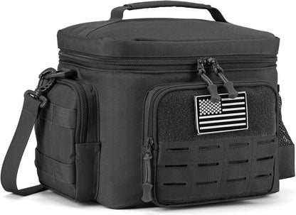 Tactical Lunch Bag for Mens Military Heavy Duty Lunch Box Work Leakproof Insulated Durable Thermal Cooler Bag for Adult Meal for Office Camping Picnic Pail MOLLE Webbing Black1