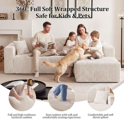Boneless Couch, 94" L Shaped Modular Sectional Cloud Sofa for Living Room6