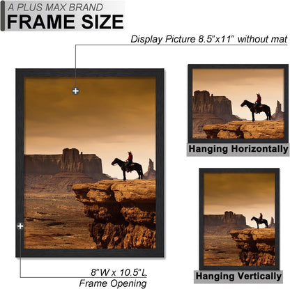 8.5X11 Picture Frame Set of 2 Black Light Weight Tabletop and Wall Mount4