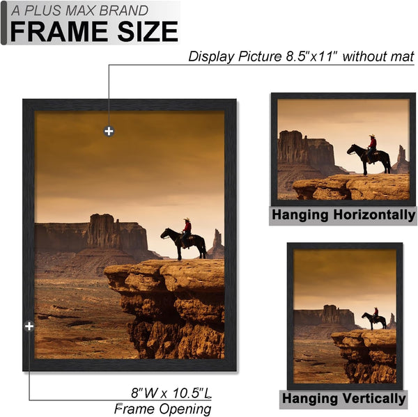 8.5X11 Picture Frame Set of 2 Black Light Weight Tabletop and Wall Mount4