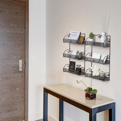3 Tier Wall Mounted Hanging Spice Rack, Bronze, 2 Pack4