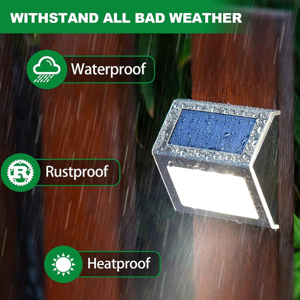 Solar Deck Lights Perfect for Fence, Step, Stair Decor-Cool White-8P6