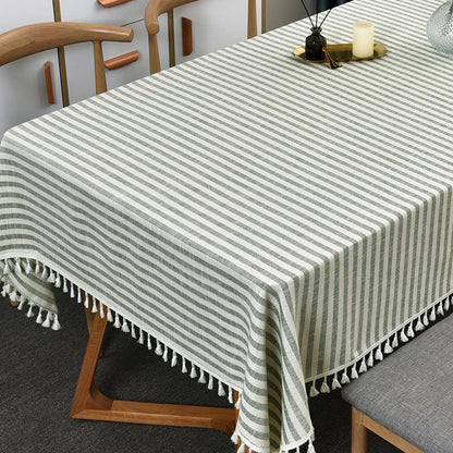Cotton Square Tablecloth 70 X 70 Inch Olive Green Striped Tablecloths Spring Outdoor Table Cloth for Card Table Tablecloth (Green,70"X 70",Square)1
