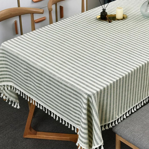 Cotton Square Tablecloth 70 X 70 Inch Olive Green Striped Tablecloths Spring Outdoor Table Cloth for Card Table Tablecloth (Green,70"X 70",Square)1