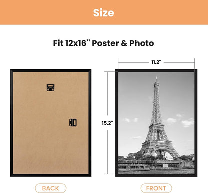 12X16 Poster Frame, Easy Slide-In Assembly, Black, 3 Pack7