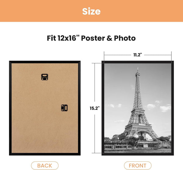 12X16 Poster Frame, Easy Slide-In Assembly, Black, 3 Pack7