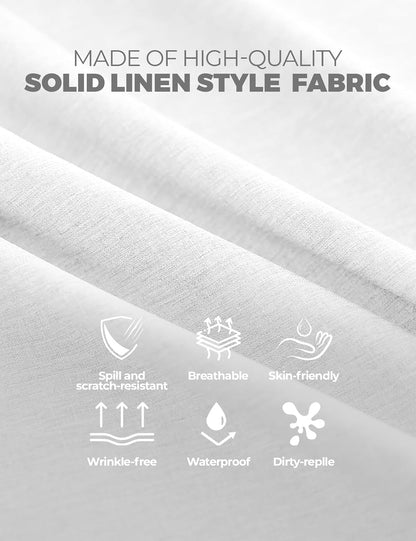 White Faux Linen round Tablecloths 60 Inch, Waterproof Decorative Washable Texture Rustic Circle Table Cloth Cover for Dining Kitchen Party Farmhouse Outdoor (Round (2-4 Seats),White)4