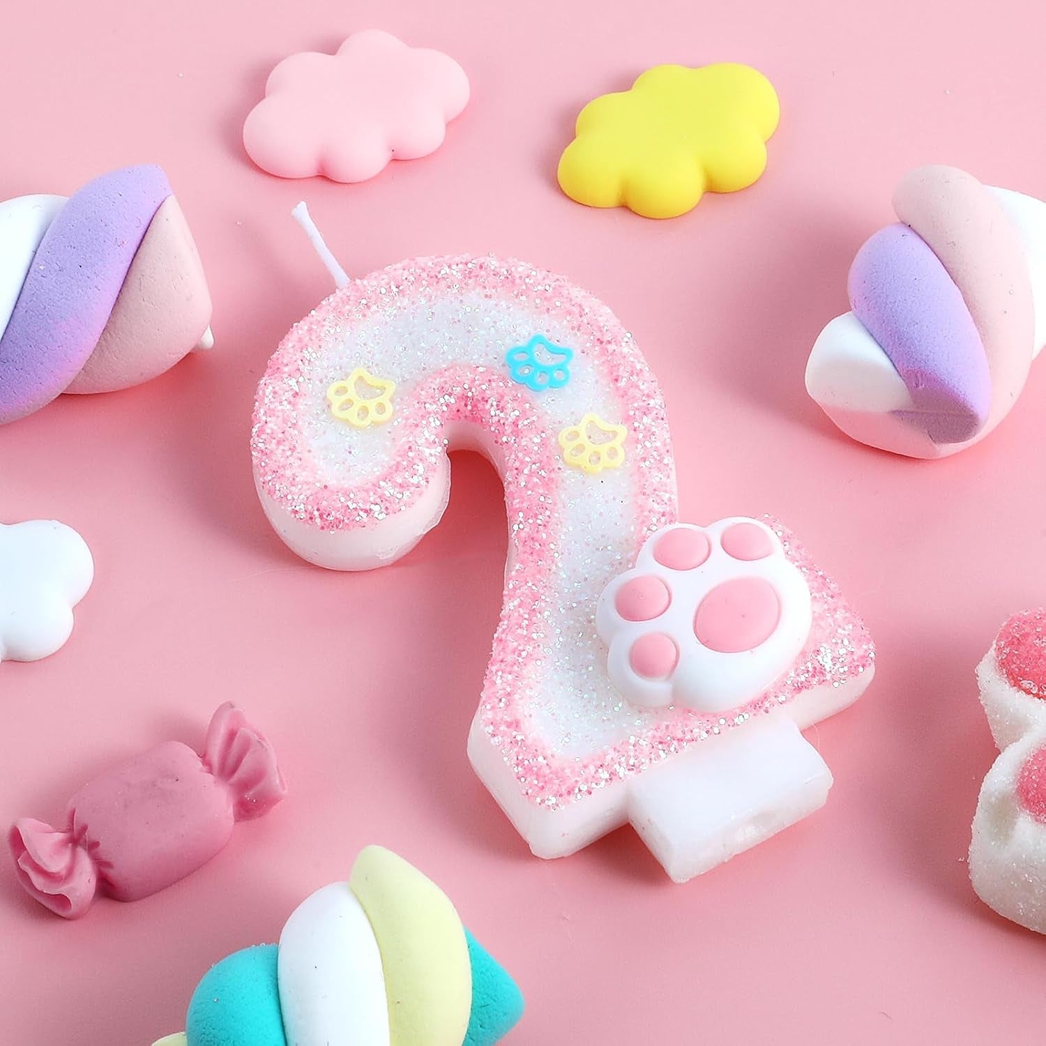 dog-and-cat-2nd-birthday-candle-pink-numbers-2-candle-paw-cake-topper-cupcake-decorations-for-pet-theme-party-decor-anniversary-celebrations-supplies
