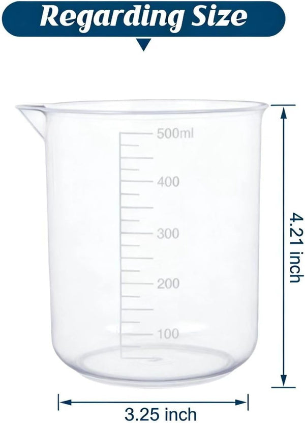 4PCS 500Ml Plastic Lab Beakers, Transparent Graduated Measuring Cups with Pour Spout for Science Experiments, Kitchen & DIY2