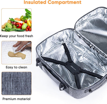 Double-Layer Slow Cooker Carrying Bag for 6-8 Quart Crockpot and Hamilton Beach Slow Cookers, Travel Bag with Lid Fastener for Crock-Pot, Portable Carrier Case, Grey3