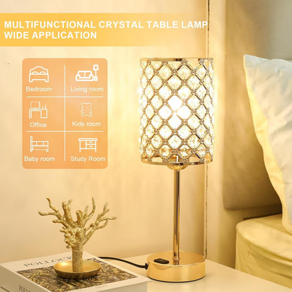 Gold Lamps for Night Stands, Crystal Table Lamp with Touch Control6