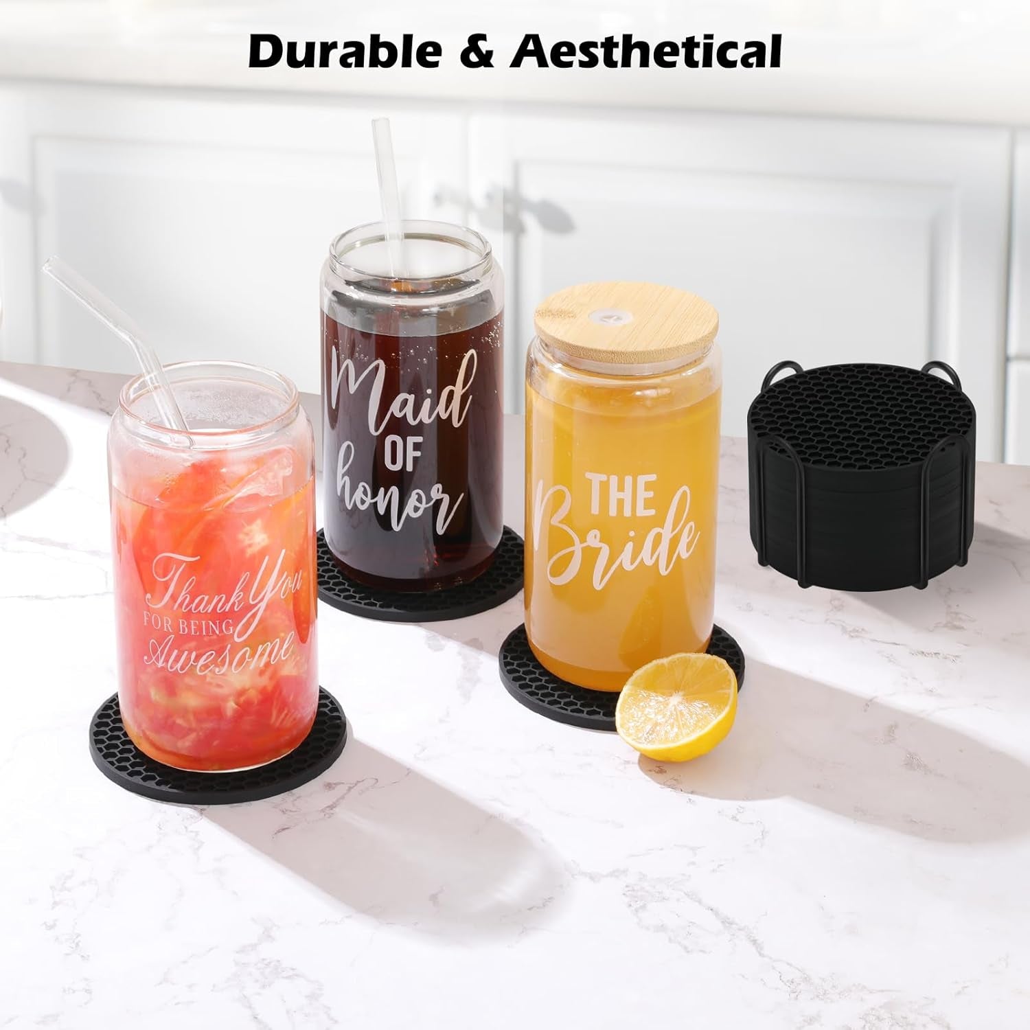8-pack-silicone-drink-coasters-with-holder-non-slip-coaster-set-for-coffee-table-kitchen-office-protect-furniture-from-water-rings-heat-spills-black